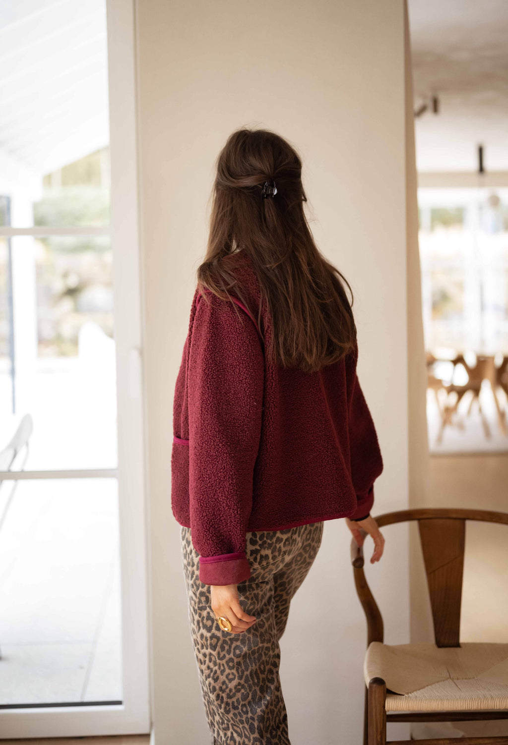 Cardigan bordeaux à volants