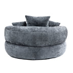 Canapé poire simple gris surdimensionné en chenille de 42,52 pouces avec trois oreillers pour chambre à coucher