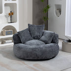 Canapé poire simple gris surdimensionné en chenille de 42,52 pouces avec trois oreillers pour chambre à coucher