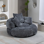 Canapé poire simple gris surdimensionné en chenille de 42,52 pouces avec trois oreillers pour chambre à coucher