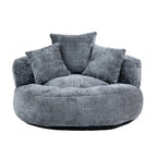 Canapé poire simple gris surdimensionné en chenille de 42,52 pouces avec trois oreillers pour chambre à coucher