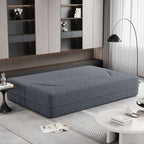 Canapé-lit convertible en tissu Teddy gris 78 pouces, garni de mousse, avec 2 oreillers et matelas pliant pour le salon