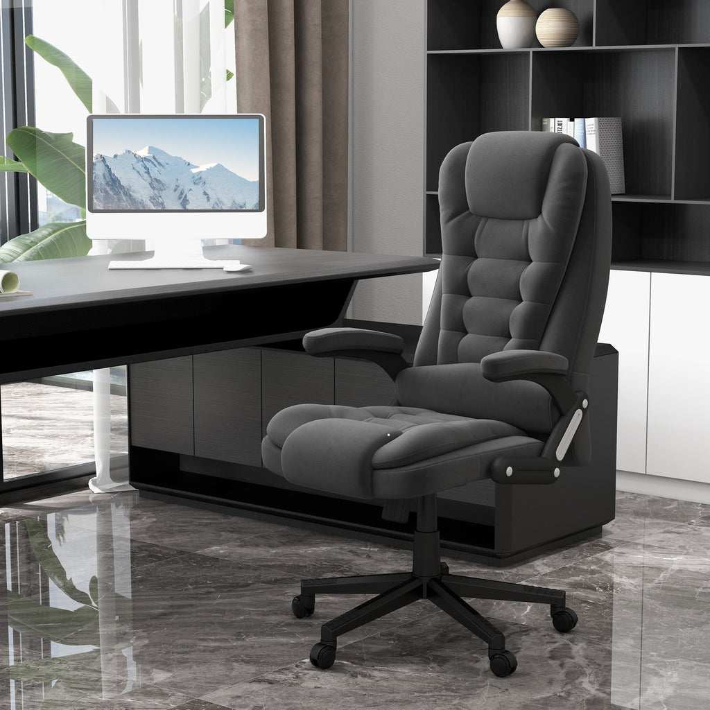 Fauteuil de bureau HOMCOM à 6 points de massage vibrant et chauffant, dossier haut en velours avec dossier inclinable