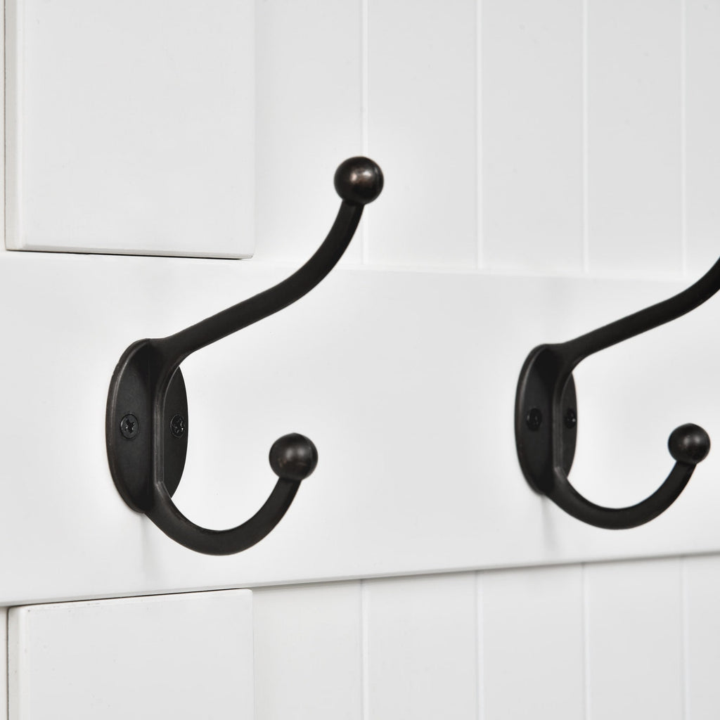 Banc de rangement et porte-manteau 3 en 1 HOMCOM 71 avec 5 crochets doubles en acier et ancrage anti-basculement pour l'entrée