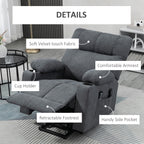 Fauteuil releveur électrique HOMCOM pour personnes âgées, fauteuil inclinable de salon surdimensionné avec télécommande