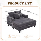 Canapé-lit inclinable surdimensionné HOMEFUN en velours côtelé avec éclairage LED RVB, porte-gobelet, port USB et 3 oreillers