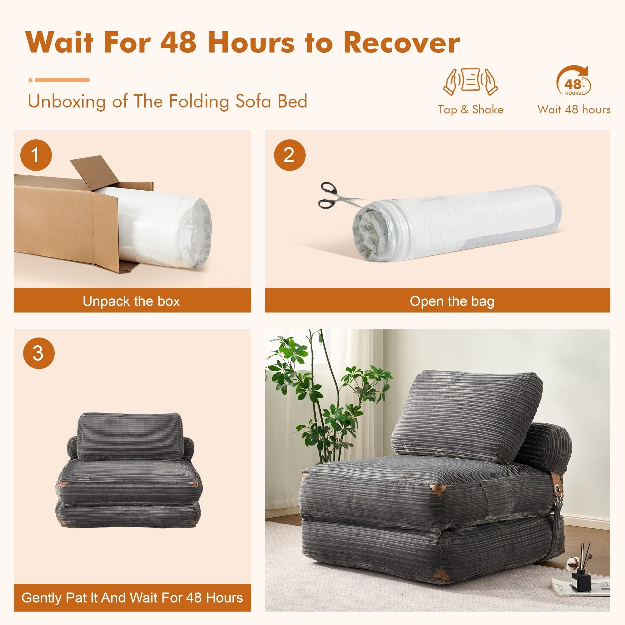 Canapé pliant moderne en velours côtelé HOOOWOOO