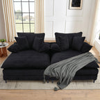 Canapé-lit Harmonia 109 W surdimensionné en velours côtelé, siège profond, double méridienne avec 4 oreillers