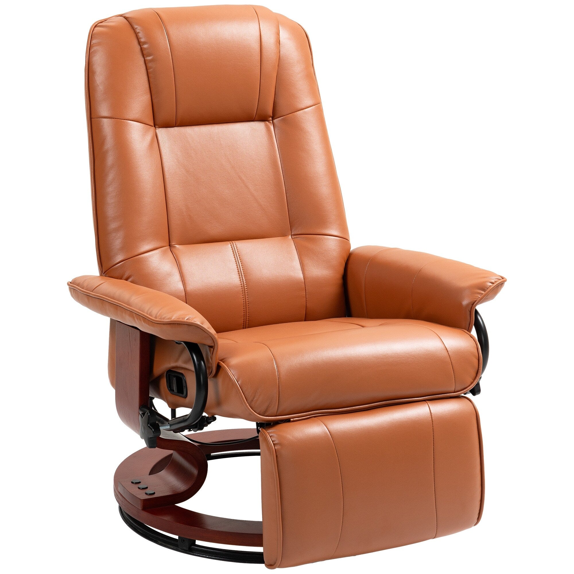 Fauteuil inclinable manuel pivotant et réglable en similicuir HomCom avec repose-pieds confortable et relaxant
