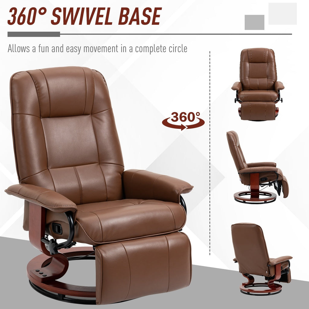 Fauteuil inclinable manuel pivotant et réglable en similicuir HomCom avec repose-pieds confortable et relaxant