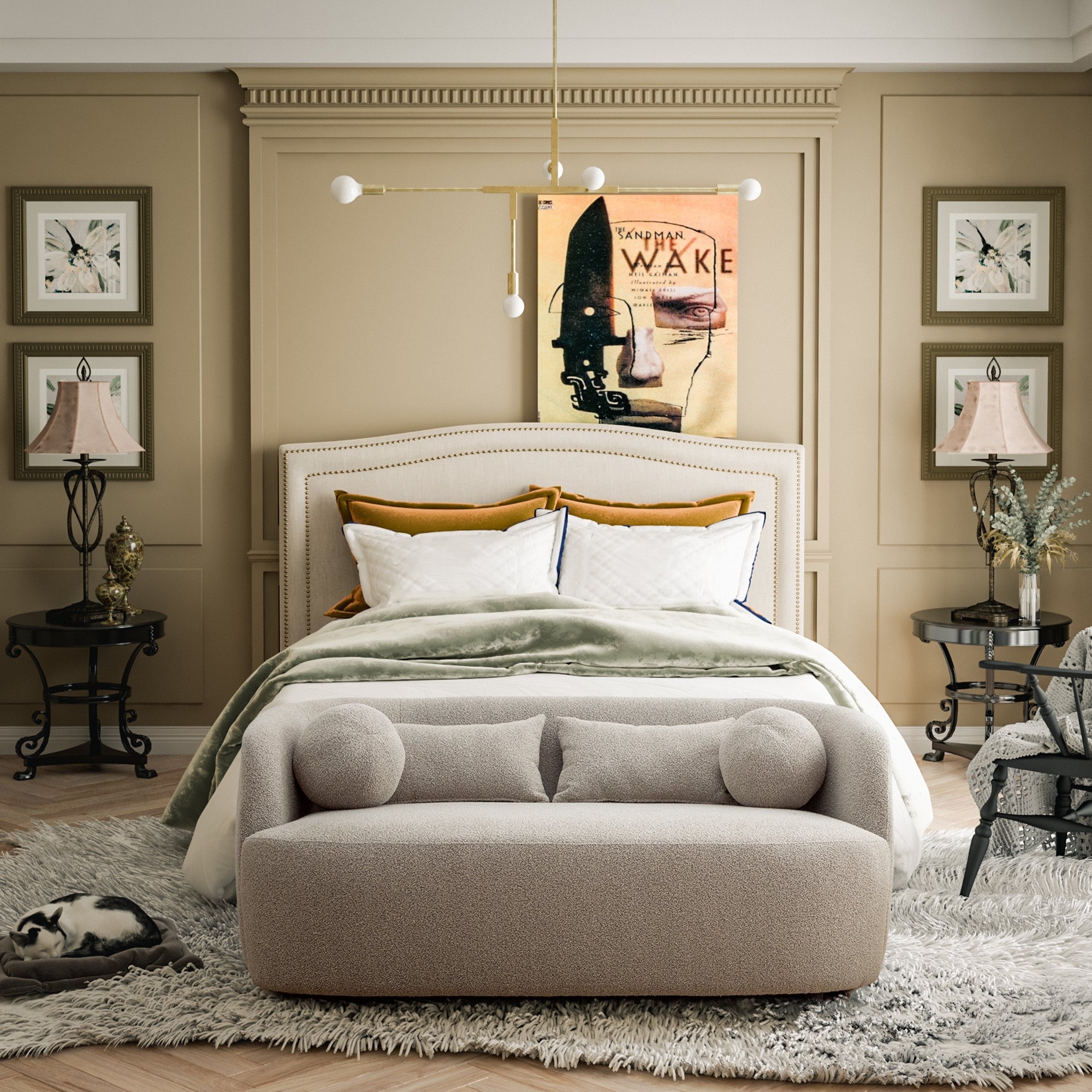 Causeuse 2 places rembourrée KINWELL Boucle avec oreillers