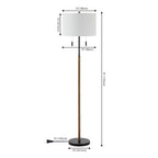 Lampe de sol à LED Koda 61, style rustique, style ferme, avec chandelier en fer et chaînes de traction, finition bois marron/noir, par JONATHAN Y