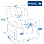Grand fauteuil inclinable manuel pour adulte, canapé inclinable simple en tissu confortable, fauteuil inclinable rembourré pour salon