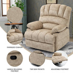 Grand fauteuil inclinable manuel pour adulte, canapé inclinable simple en tissu confortable, fauteuil inclinable rembourré pour salon