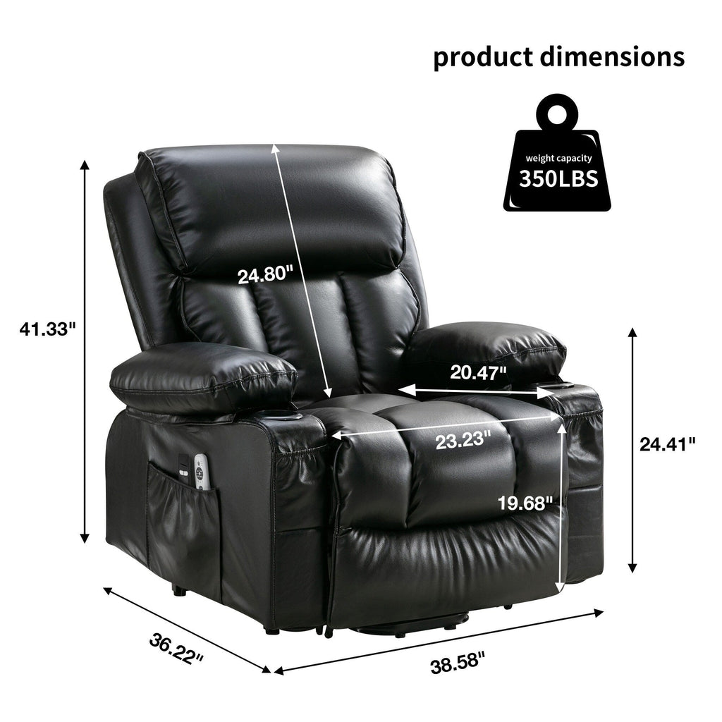 Grand fauteuil inclinable électrique avec chauffage et massage 8 points - Télécommande, port USB