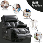 Grand fauteuil inclinable électrique avec chauffage et massage 8 points - Télécommande, port USB
