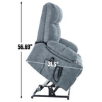 Fauteuil inclinable électrique Lazy Boy à double moteur en chenille avec massage et chauffage lombaire, deux porte-gobelets, gris-bleu