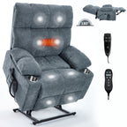 Fauteuil inclinable électrique Lazy Boy à double moteur en chenille avec massage et chauffage lombaire, deux porte-gobelets, gris-bleu
