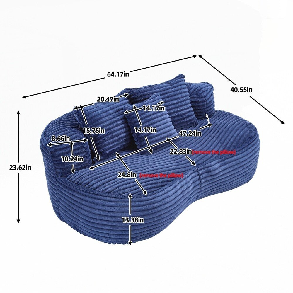 Canapé confortable et durable, fauteuil poire à dossier haut pour adultes et enfants - 2 places
