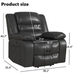 Fauteuil inclinable releveur en cuir avec double moteur, fauteuils inclinables électriques surdimensionnés avec chauffage et massage électrique