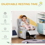 Fauteuil inclinable manuel rembourré gris clair pour enfants de 3 à 5 ans avec repose-pieds et 2 poches latérales