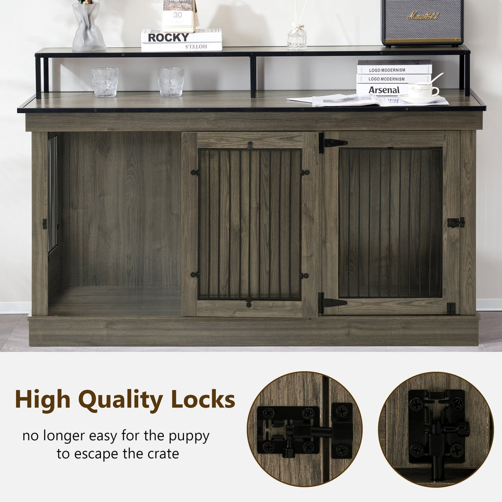 Meuble TV pour cage à chien Mcombo, grand format, niche en bois avec doubles portes, modèle 1861