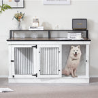 Meuble TV pour cage à chien Mcombo, grand format, niche en bois avec doubles portes, modèle 1861