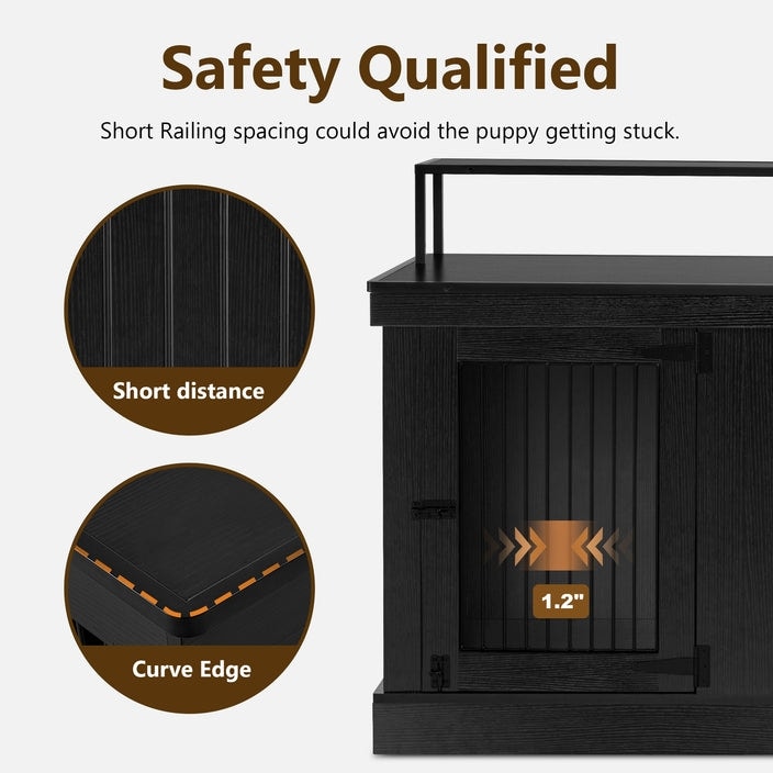 Meuble TV pour cage à chien Mcombo, grand format, niche en bois avec doubles portes, modèle 1861