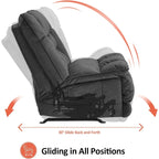 Fauteuil inclinable à bascule électrique surdimensionné MCombo à double moteur, sans accoudoirs, idéal pour le salon, tissu PR607