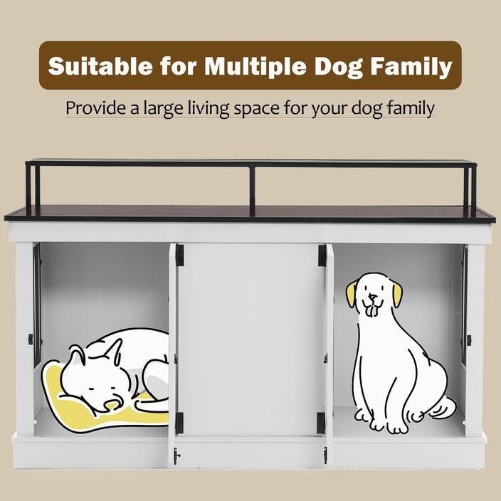Meuble TV pour cage à chien Mcombo, grand format, niche en bois avec doubles portes, modèle 1861