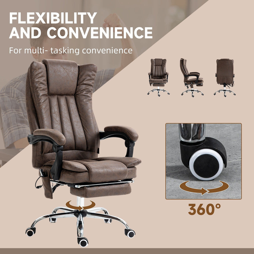 Fauteuil de bureau ergonomique, inclinable et massant en microfibre, avec dossier haut et chauffage, repose-pieds et télécommande