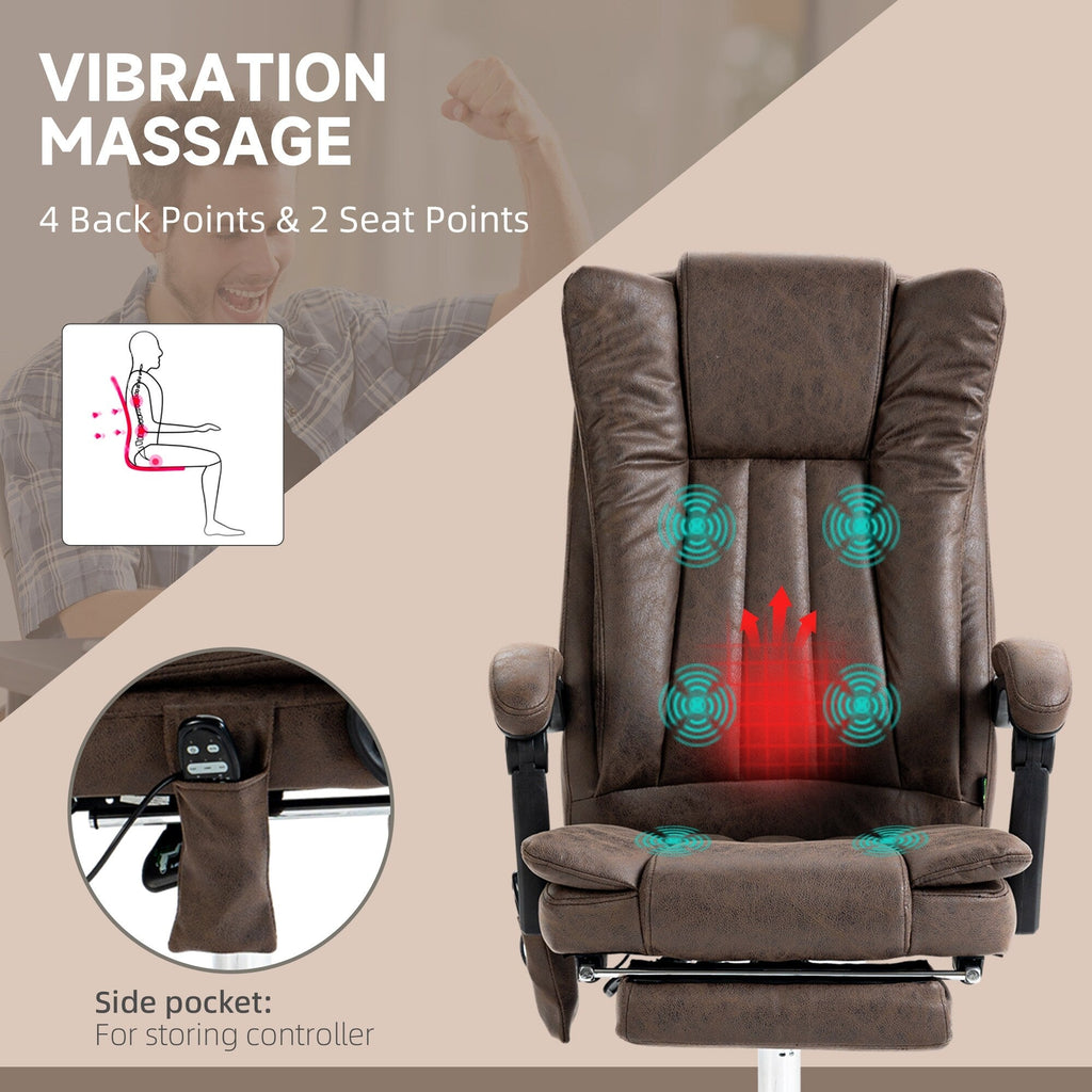 Fauteuil de bureau ergonomique, inclinable et massant en microfibre, avec dossier haut et chauffage, repose-pieds et télécommande