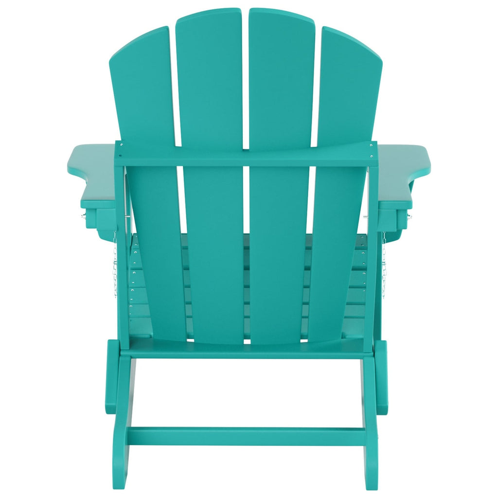 Chaise Adirondack pliable Polytrends Laguna en PEHD pour terrasse extérieure toutes saisons avec pouf (ensemble 2 pièces)