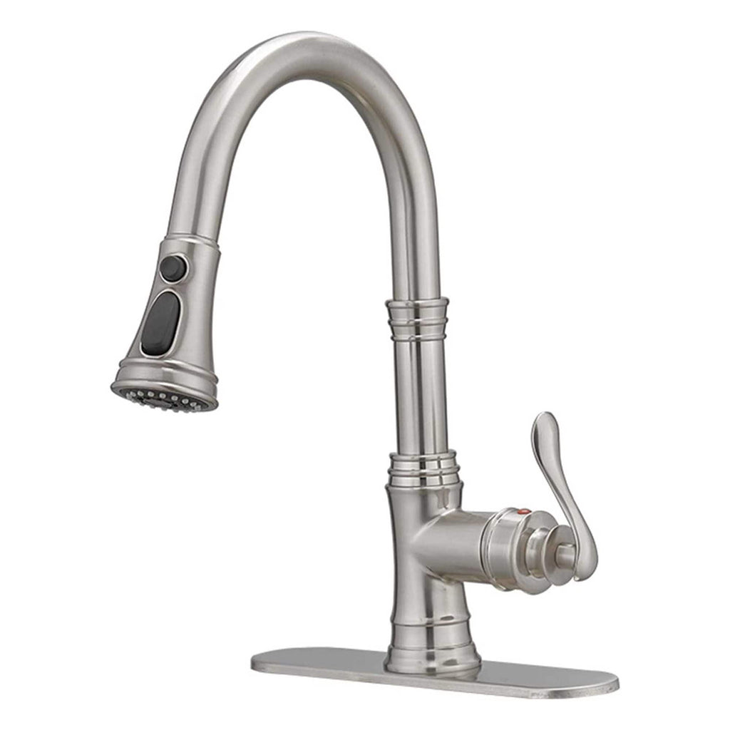 Robinet de cuisine à tirette, poignée unique, robinet d'évier de cuisine moderne à un trou avec douchette extractible, robinet de lavabo avec plaque de pont