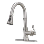 Robinet de cuisine à tirette, poignée unique, robinet d'évier de cuisine moderne à un trou avec douchette extractible, robinet de lavabo avec plaque de pont