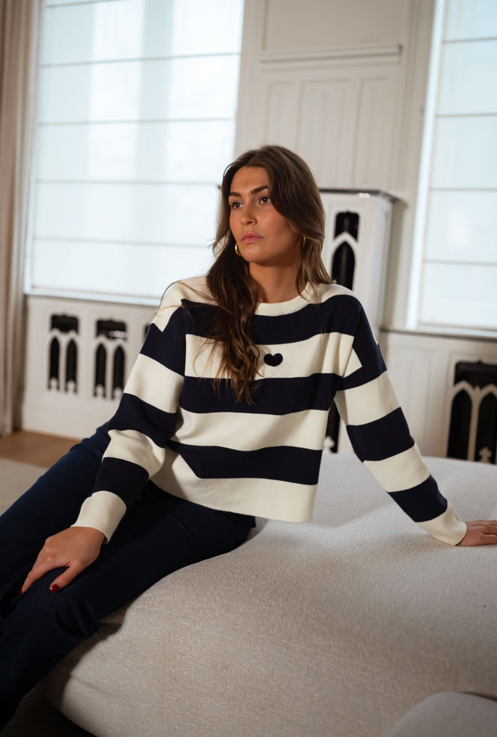 Pull Louisa bleu et écru