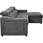 Canapé d'angle convertible Roomfitters 103 avec méridienne de rangement, appuie-têtes réglables et canapé-lit en L, gris foncé
