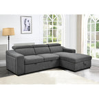 Canapé d'angle convertible Roomfitters 103 avec méridienne de rangement, appuie-têtes réglables et canapé-lit en L, gris foncé
