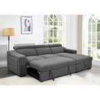 Canapé d'angle convertible Roomfitters 103 avec méridienne de rangement, appuie-têtes réglables et canapé-lit en L, gris foncé