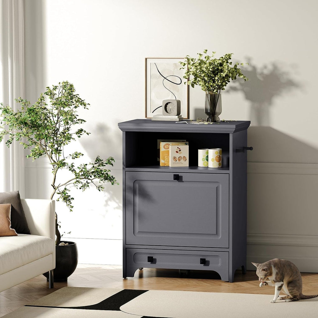 Station d'alimentation pour chiens Roomfitters avec 2 gamelles surélevées et armoire d'alimentation inclinable pour animaux de compagnie