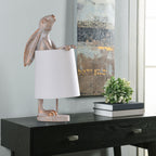 Lampe de bureau StyleCraft Malta en cuivre blanc délavé avec motif lapin
