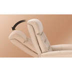 Fauteuil inclinable pivotant en cuir avec pouf de rangement assorti