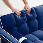 Canapé-lit convertible 2 places en velours de 55 pouces avec lit gigogne, inclinaison réglable, poches latérales et support pour téléphone