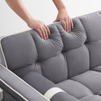 Canapé-lit convertible 2 places en velours de 55 pouces avec lit gigogne, inclinaison réglable, poches latérales et support pour téléphone