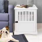 Table d'appoint en bois blanc pour cage pour animaux de compagnie avec porte verrouillable