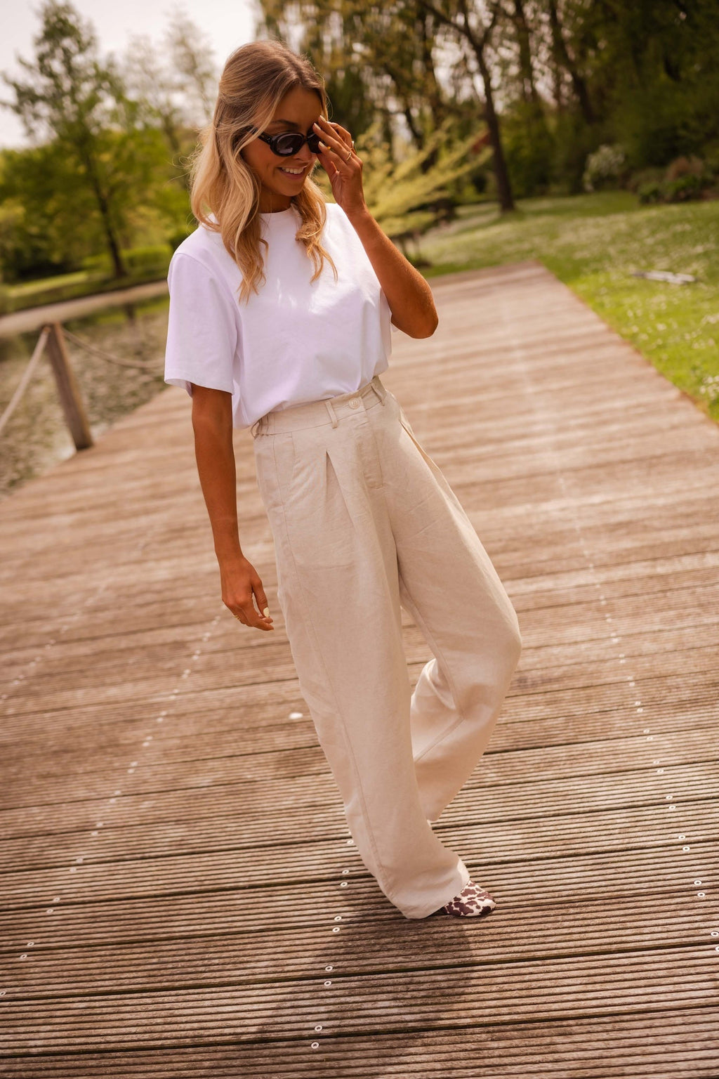 Pantalon Romuald en lin beige