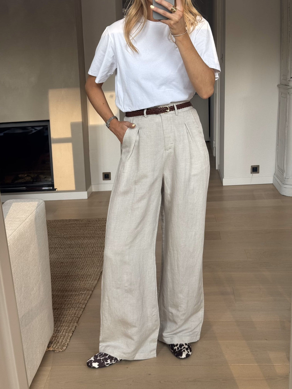 Pantalon Romuald en lin beige