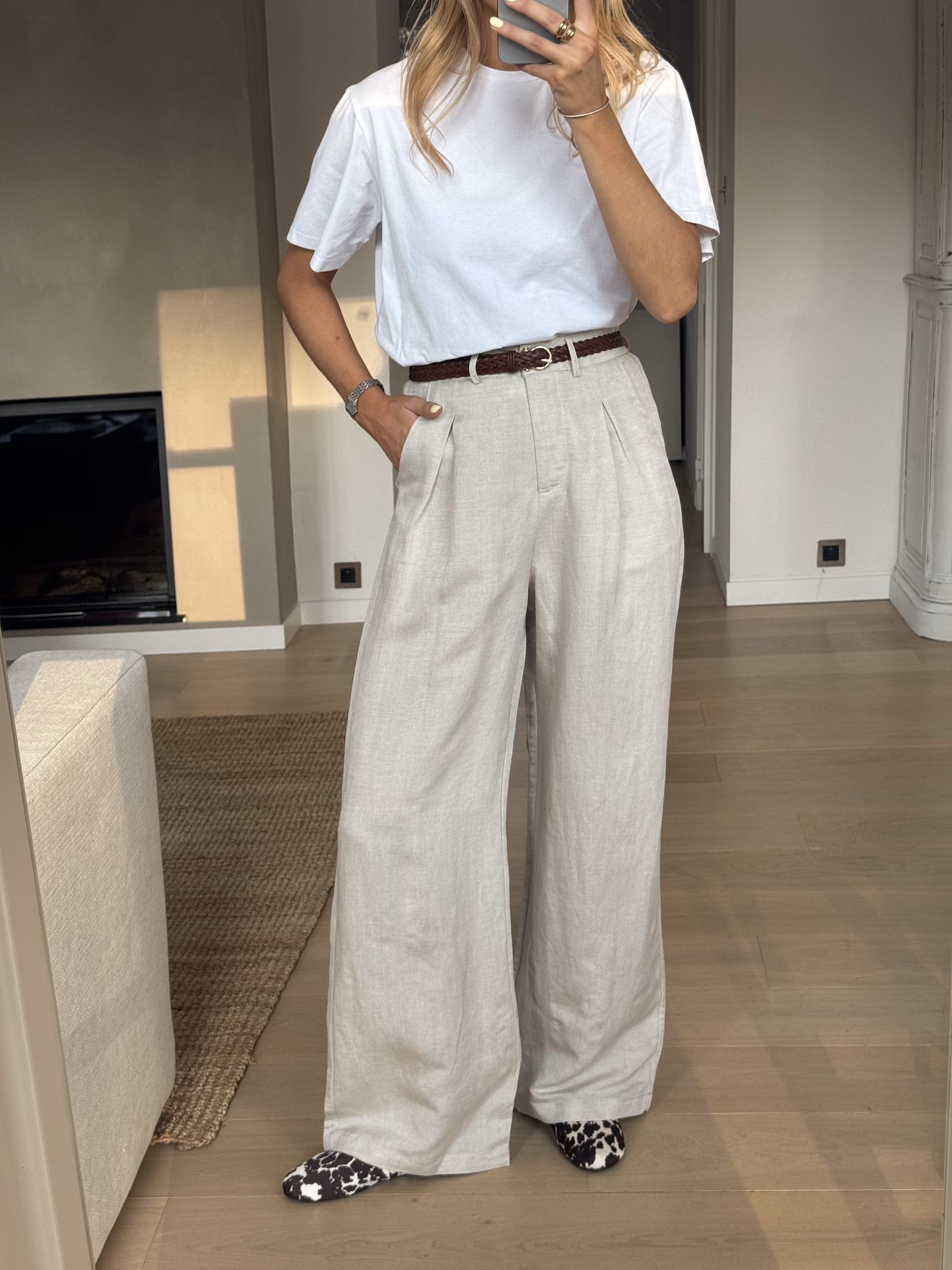 Pantalon Romuald en lin beige