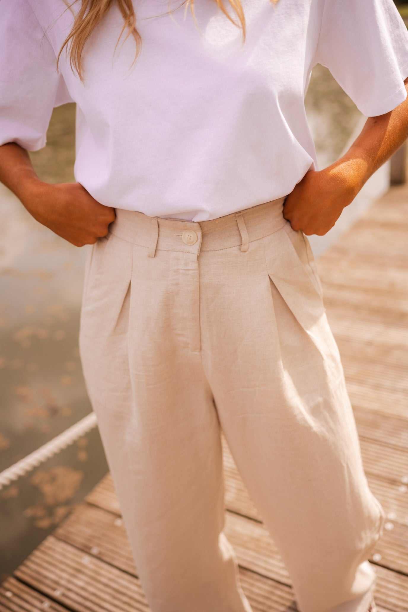 Pantalon Romuald en lin beige
