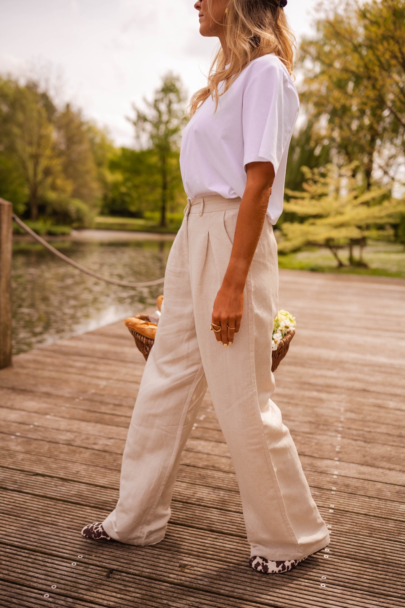 Pantalon Romuald en lin beige